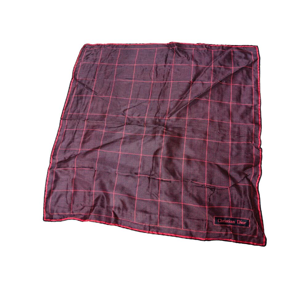 Vintage Christian Dior Silk Handkerchief Bandana Pocket Square Scarf 18”